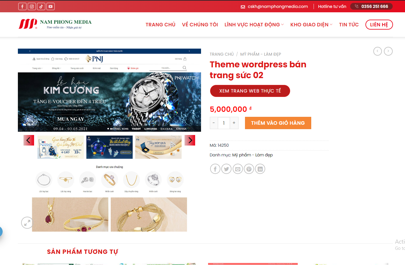 thiết kế website bán đồ trang sức tại nam phong media